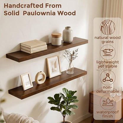 fuqing 40 Inch Floating Shelves | 6.7 Inch Deep Dark Wood Floating Shelves - Image 4