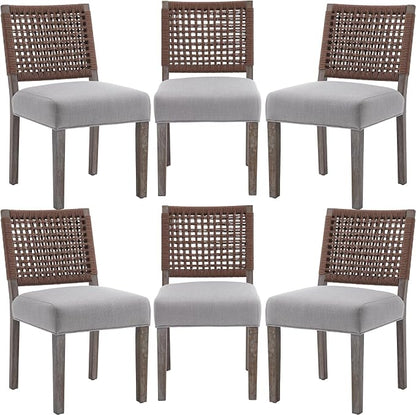 LZAREAL Farmhouse Dining Chairs Set of 6 Linen Fabric Upholstered Accent Side by LZAREALBetterRoomForRealLiving