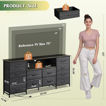 WLIVE 12 Drawer Dresser for Bedroom, 75 inch TV - Image 3