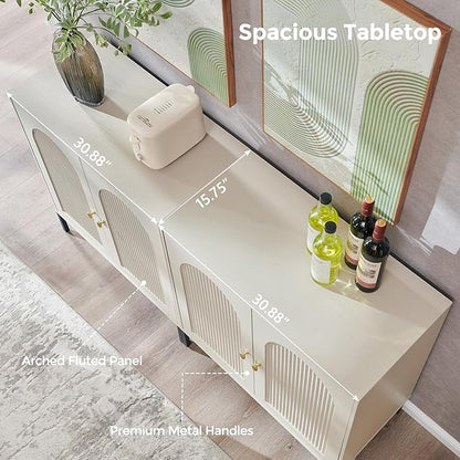 IFBUY Modern Sideboard Buffet Cabinet, 61.75" W Fluted Arched Buffet Cabinet - Image 7