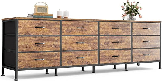 Huuger 70 Inch Dresser for Bedroom, TV Stand for 65, 80 Inch TV, 12 Fabric by Huuger