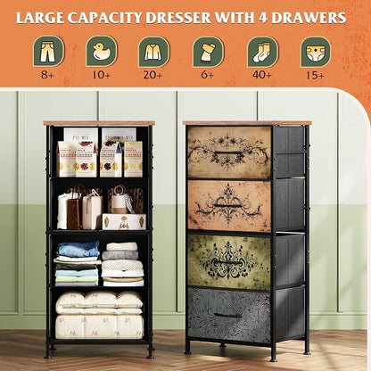 WLIVE Dresser with 4 Drawers, Storage Tower, Organizer Unit, Fabric Dresser - Image 4