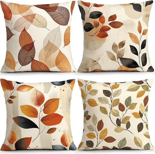 OBSEDE Retro Colored Leaf Geometric Pattern Illustration Decorative Throw by OBSEDE
