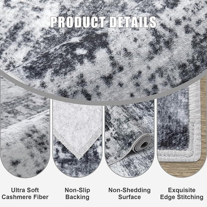 8x8 Area Rug Living Room Rug: Washable Modern Abstract Soft Thin Rug Indoor - Image 6