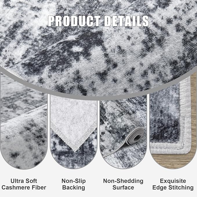 Washable Area Rug 2x3 Entryway Rug: Washable Modern Abstract Soft Thin Rug - Image 6