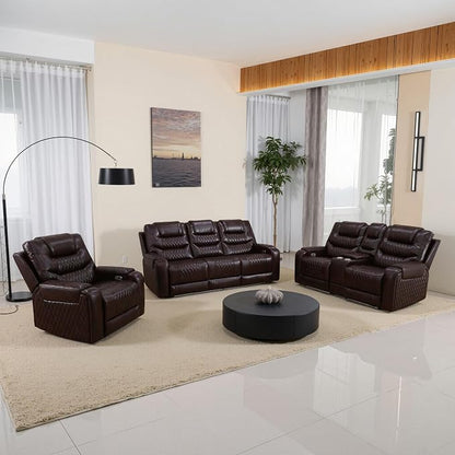Leather Power Recliner Sofa Set - Image 3