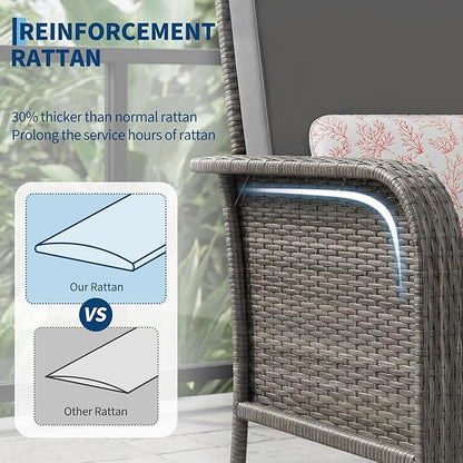 Garvee Outdoor Wicker Chairs, 2 Pieces Patio Furniture Set, All Weather High - Image 3