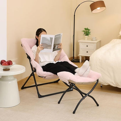 Comfy Saucer Chair for Adults, Soft Faux Fur Bedroom Chair, Accent Dorm Chairs - Image 5