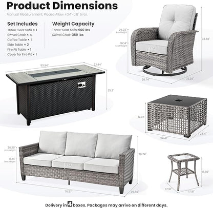 ovios 9 Pieces Patio Furniture Set, Outdoor Wicker Sofa Couch - Image 8