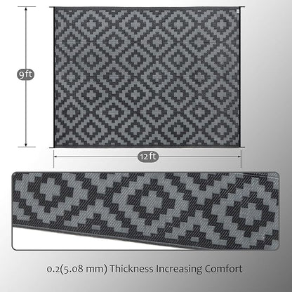 SAND MINE Waterproof Outdoor Rug 9x12 ft, Plastic Reversible Rug, Modern Area - Image 2