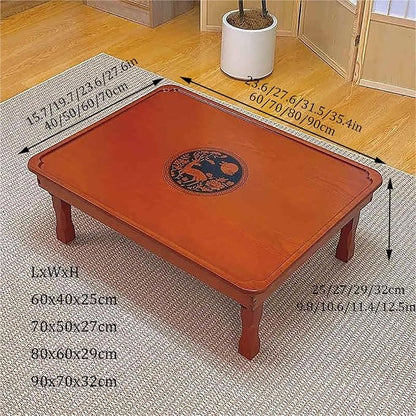 Folding Table, Korean Tatami Dining Table/Tea Room Table/Kang Table/Low Wooden - Image 2