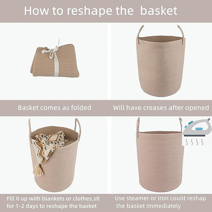 XUANGUO Cotton Rope Laundry Basket Hamper - Image 7