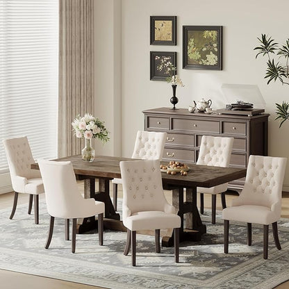 COLAMY Fabric Side Dining Chairs Set of 2, Wingback Upholstered Dining Room - Image 8