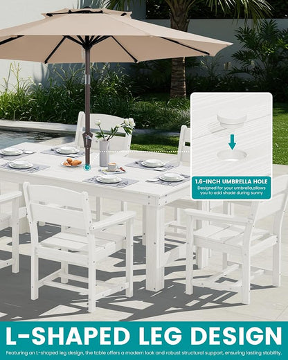 SERWALL Outdoor Dining Table Set, 67‘’ HDPE Patio Dining Set - Image 5