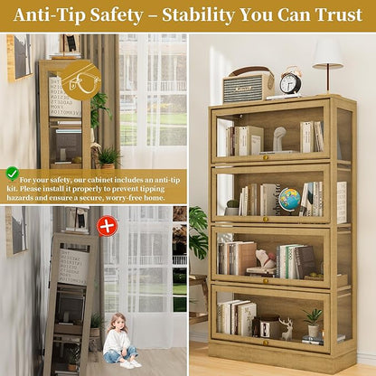 Display Cabinet with Acrylic Glass Doors, 4-Tiers Curio Cabinet with LED - Image 6