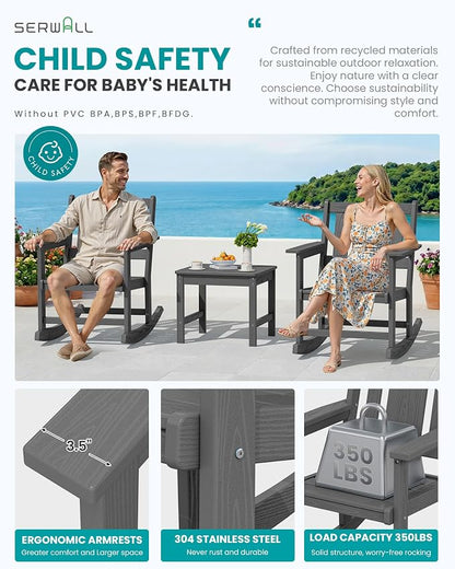 SERWALL Outdoor Rocking Chairs Set of 2 - Image 5