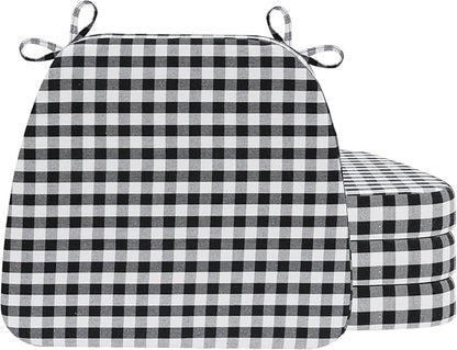 AAAAAcessories D-Shaped Chair Cushions, Machine-Washable Cover, Checkered by AAAAAcessories