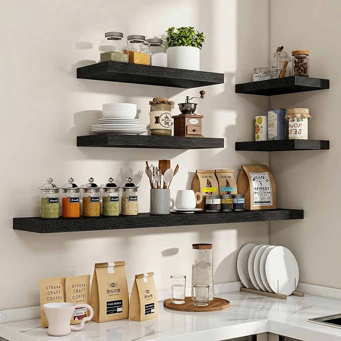 Acovy 48 Inch Floating Shelves, Wooden Shelves - Image 7