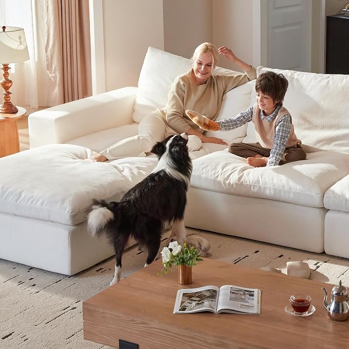 Cloud Couch Sectional 146.5'' Oversized Modular Deep Seat Sofa Bed Comfy White - Image 6