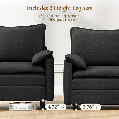 Vesgantti 101" V-Shaped Corner Couch Sectional, 7 Seat Customizable Modular - Image 3