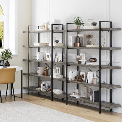 OtterOasis Bookshelf Set, Heavy Duty 5-Tier Industrial Bookcase, 120lbs Shelf - Image 8