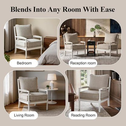 DUHOME Linen Fabric Spindle Accent Chair - Image 8