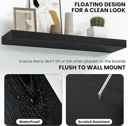 Fun Memories 16 Inch Floating Shelves Wall-Mounted, Engineered Wood Wall Shelves - Image 4
