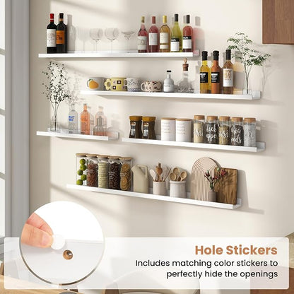 Fun Memories Picture Ledge Shelves Set of 4, 48 Inch Rustic Wall Mounted - Image 5