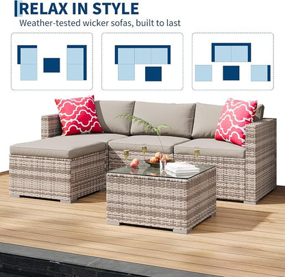 GAOMON 5-Piece All-Weather Patio Furniture Set, Convertible Outdoor Sectional - Image 7