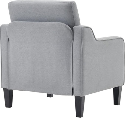 VINGLI Mid Century Modern Accent Chair, Light Grey Fabric Accent Chairs - Image 7