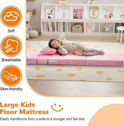MeMoreCool Glow Pink Unicorn Tri-fold Sofa Bed - Image 4