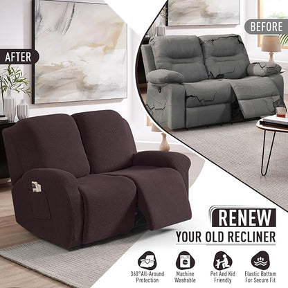 TAOCOCO Recliner Loveseat Slipcover, 6 Pieces Dual Recliner Sofa Covers - Image 4