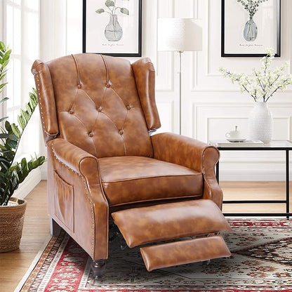 Wingback Recliner Chair with Heat and Massage, PU Leather Push Back Recliner - Image 8