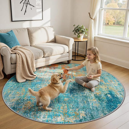 RELEANY Washable Area Rugs 6ft Non-Slip Modern Abstract Soft - Image 2
