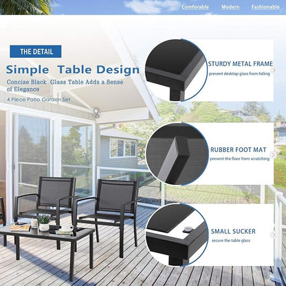 Vongrasig 4 Pieces Patio Furniture Sets, Outdoor Patio Conversation Sets - Image 4