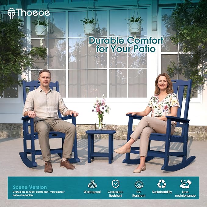 THOEOE Oversized Rocking Chair Set of 4, Outdoor Rocking Chair - Image 2