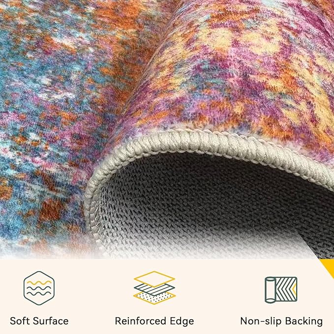 RELEANY Washable Area Rugs 2'x3' Non-Slip Modern Abstract Soft - Image 4