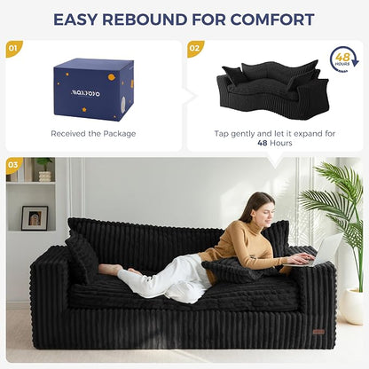 MAXYOYO 76" Bean Bag Sofa Couch, Loveseat Boneless Couch in a Box, Upholstered - Image 8