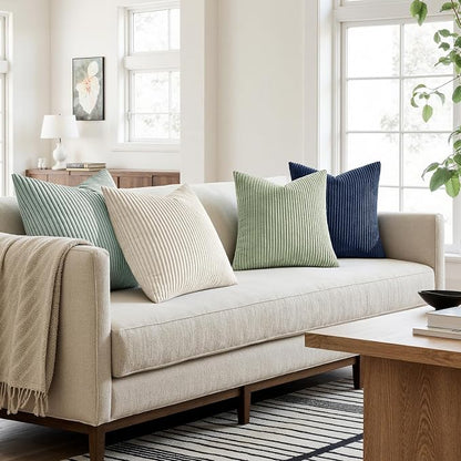 MIULEE Boho Farmhouse Muted Teal Throw Pillow Covers 18x18 Inch Set of 4 - Image 2