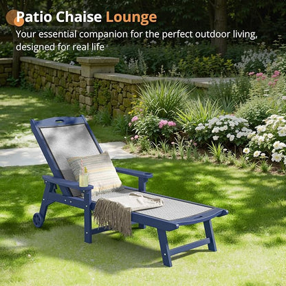 LUE BONA Chaise Lounge Chair Outdoor Set of 4, HDPS and HDPE Wicker Material - Image 5