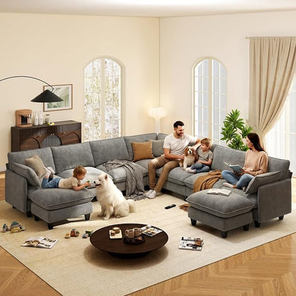 Ihanherry 141" Oversized V-Shaped Modular Sectional Couch, 9-Seater Cloud Sofa - Image 7