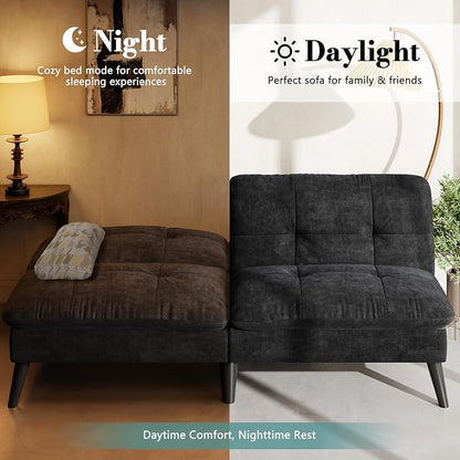 Shintenchi Futon Sofa Bed, Foldable Small Velvet Couch Bed - Image 7