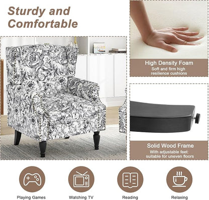 Pia Ricco High Back Floral Accent Chair - Image 4