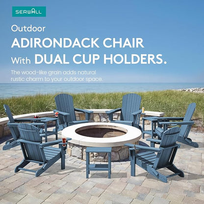SERWALL Folding Adirondack Chair, HDPE Adirondack Chairs Set of 6, Plastic - Image 9