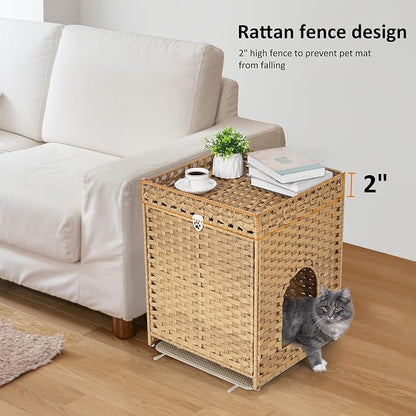 Cat Litter Box Enclosure with Soft Litter Mat; Hidden Cat Washroom Furniture - Image 3