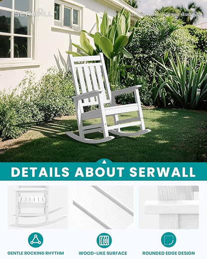 SERWALL Oversized Outdoor Rocking Chair Set of 4, HDPE Rocker - Image 3