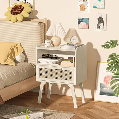 Lerliuo Rattan Nightstands Set of 2, Side Table - Image 4