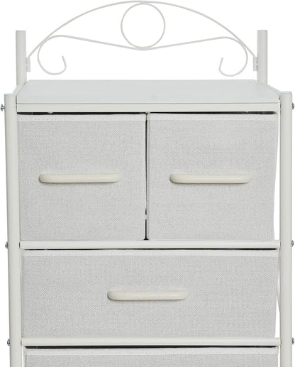 Household Essentials Scandinavian White Iron & Wood Tower Dresser - Image 6