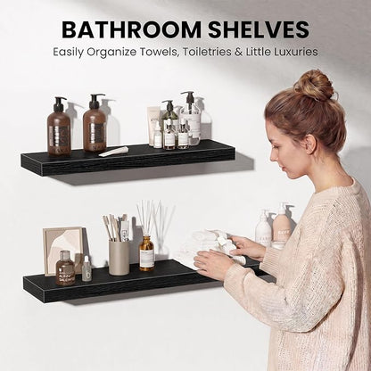 Fun Memories 36 Inch Floating Shelves Wall-Mounted, Rustic Wood Shelf - Image 5