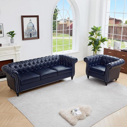 QHITTY 2 Piece Living Room Set, Chesterfield Sectional Sofa Chair Contemporary by QHITTYFurnitureLife
